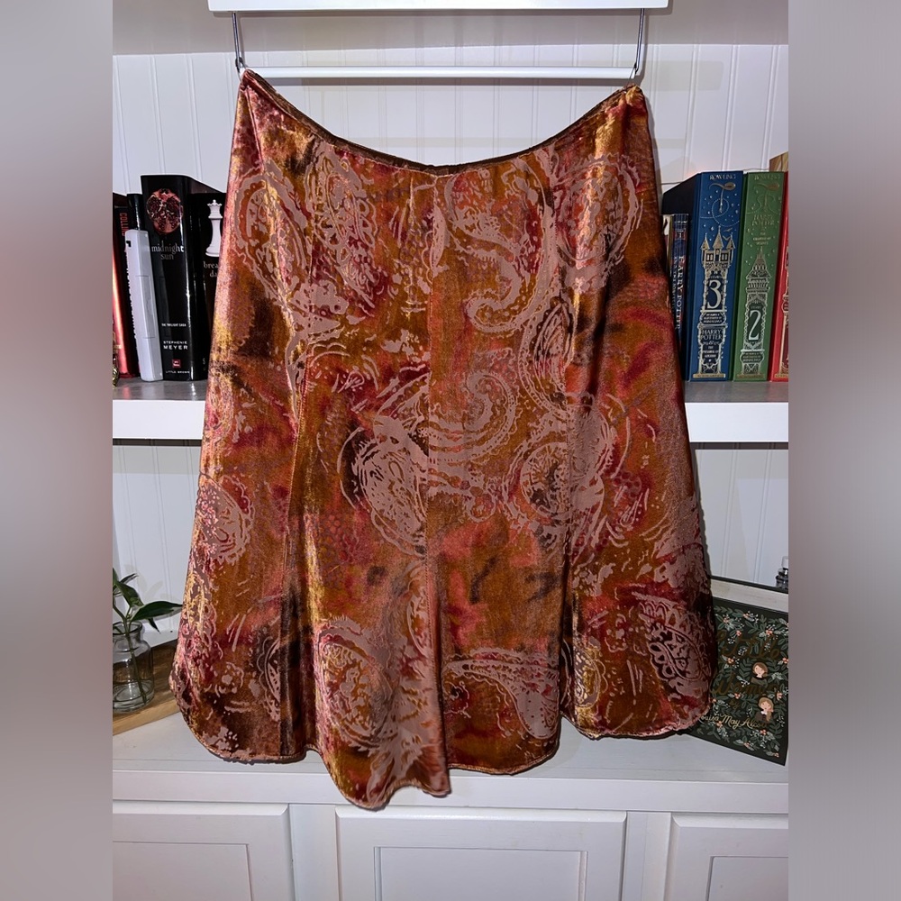 Andrea Behar Silk Blend Velvet Flare Skirt Size 6